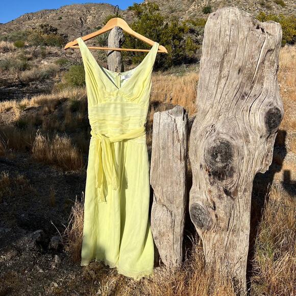 WD NY Women's 12 Dress Butter Yellow Silk Exquisite Summer Vintage - Picture 1 of 4